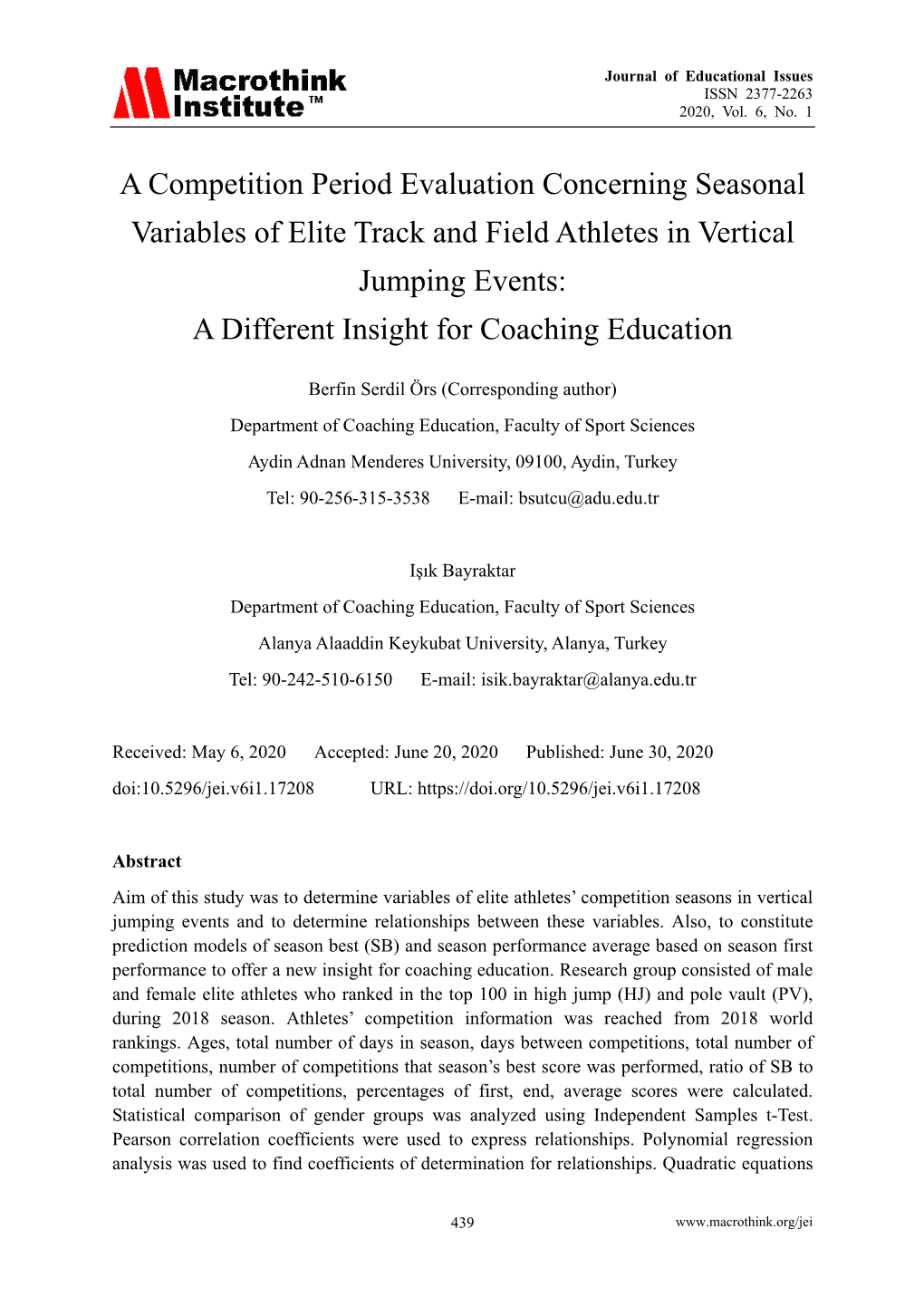 A Competition Period Evaluation Concerning Seasonal Variables of Elite Track and Field Athletes in Vertical Jumping Events