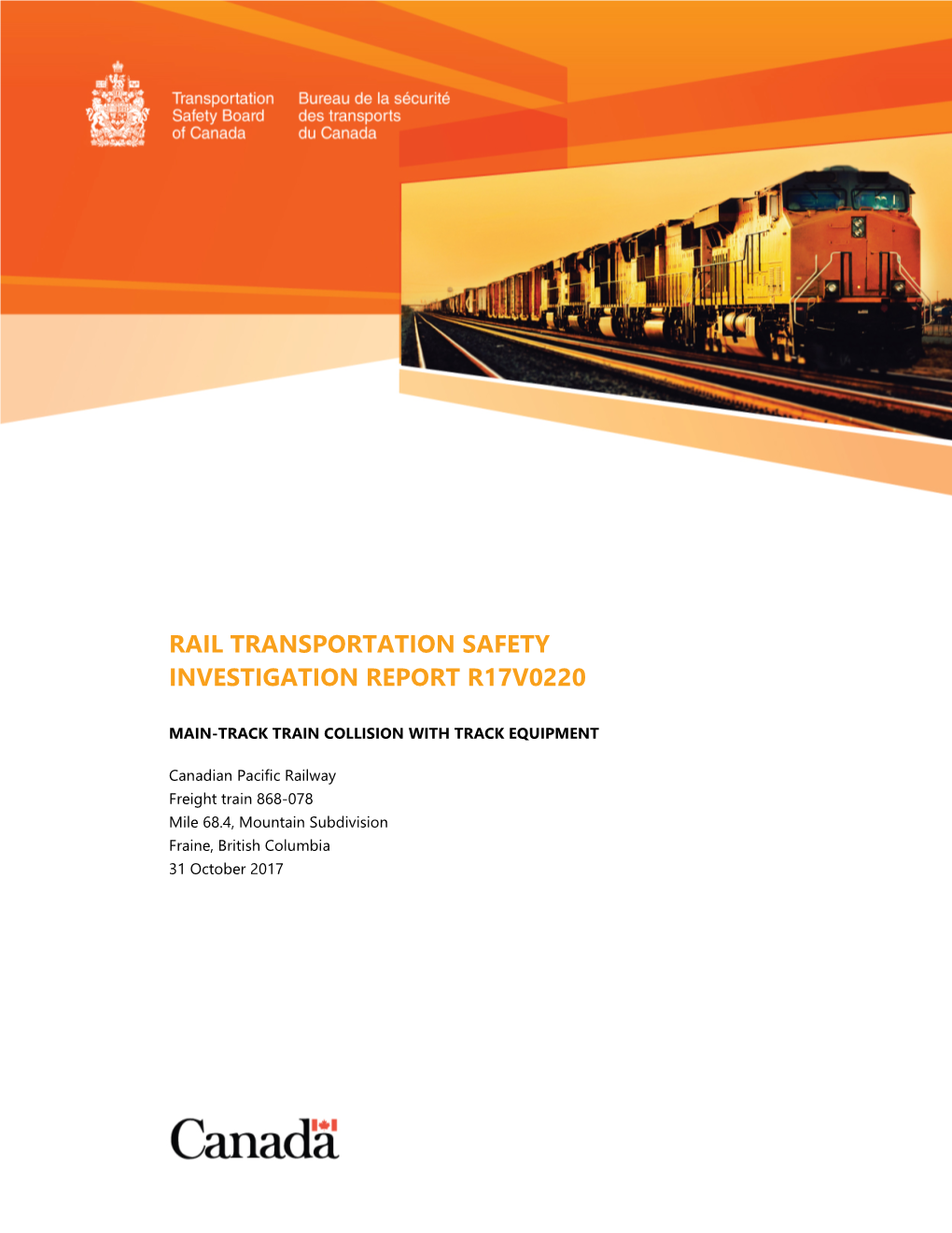 Rail Transportation Safety Investigation Report R17v0220