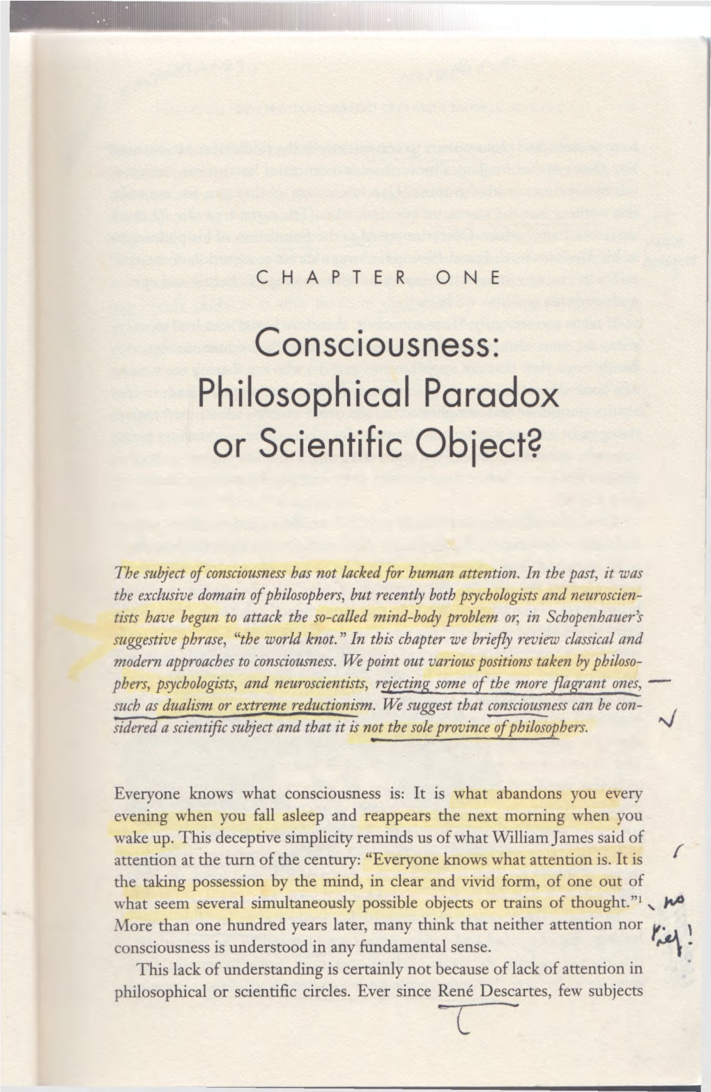 Consciousness: Philosophical Paradox Or Scientific Object?