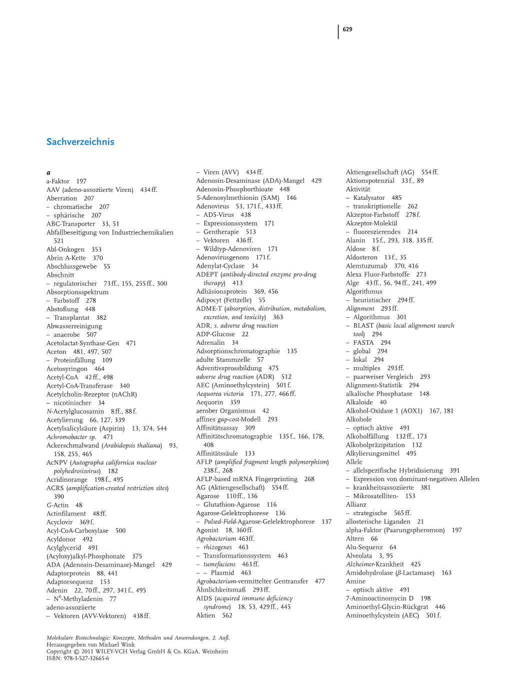 Sachverzeichnis a – Viren (AVV) 434Ff