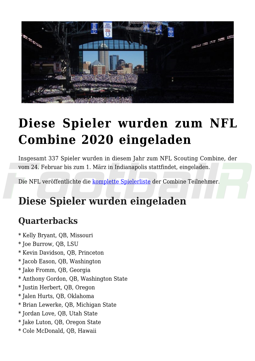 Diese Spieler Wurden Zum NFL Combine 2020 Eingeladen