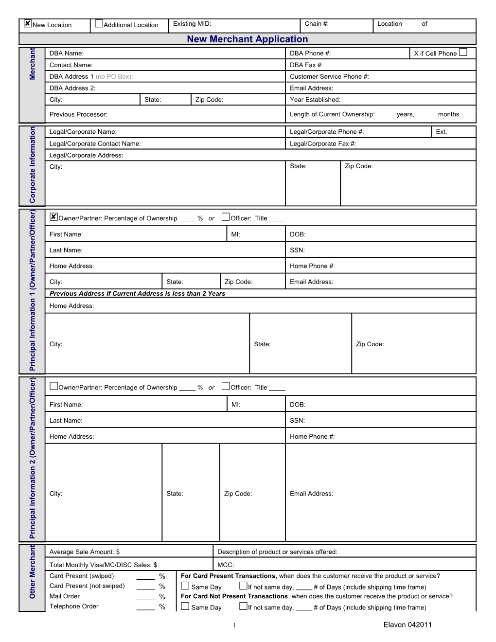 Principal Information 1 (Owner/Partner/Officer)