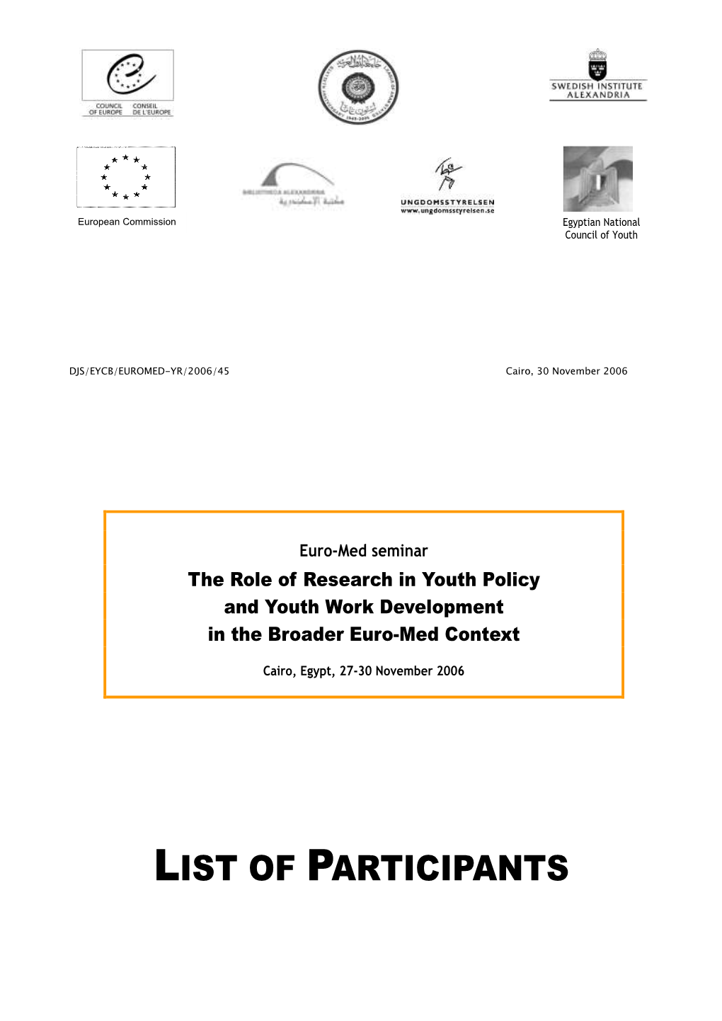 List of Participants