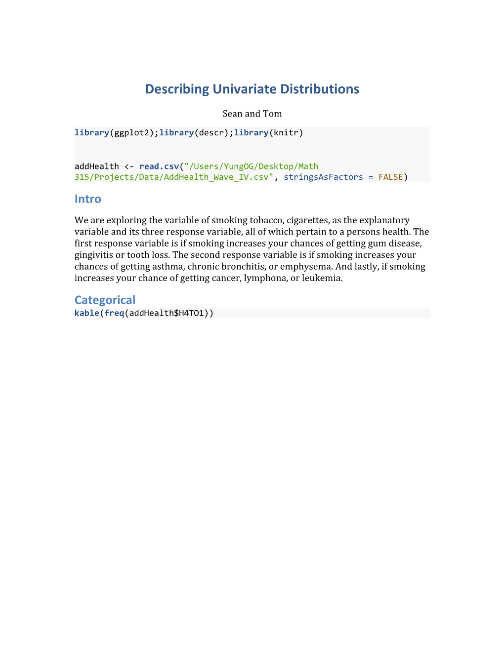 Describing Univariate Distributions