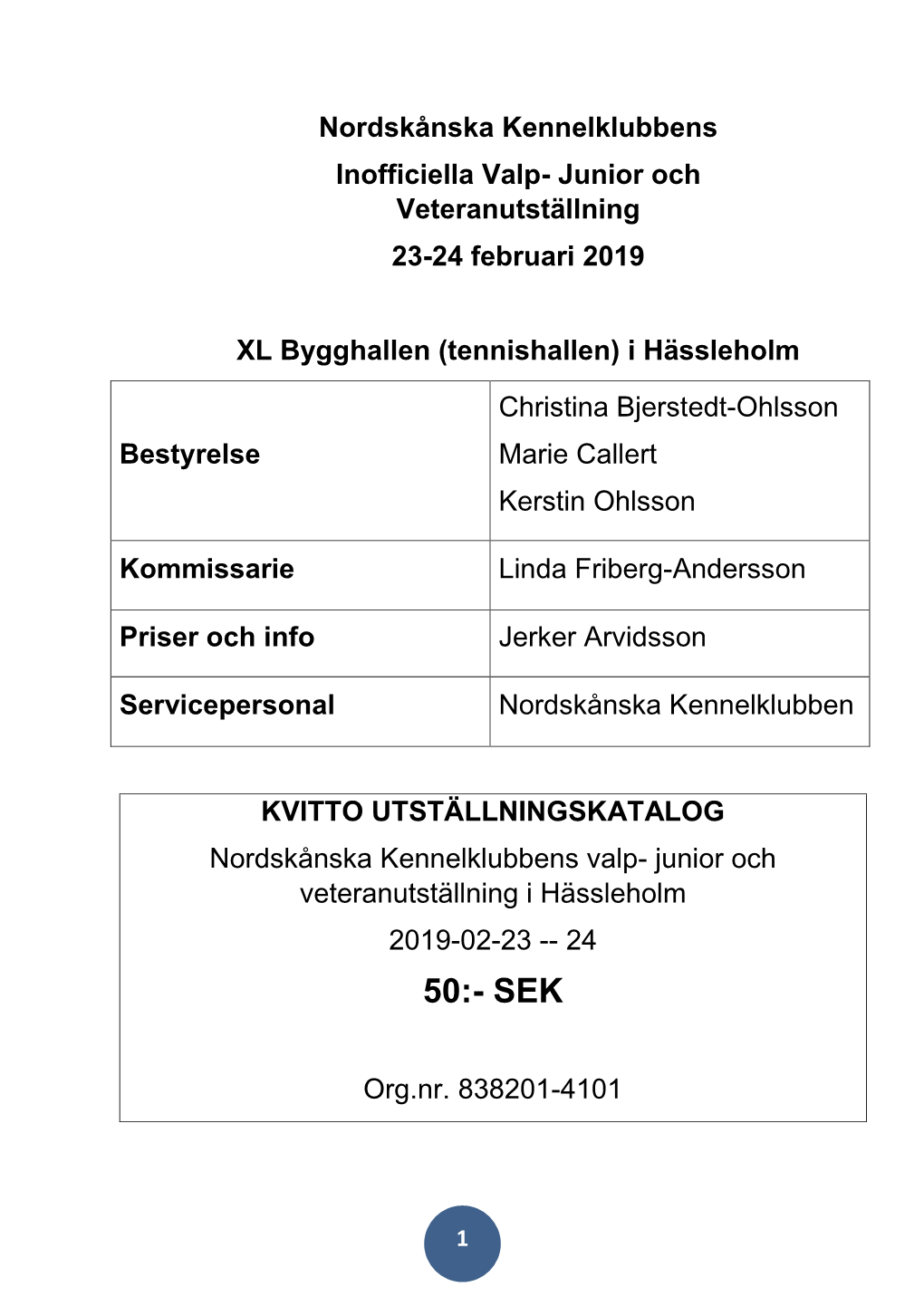 Katalog Valp, Junior & Veteran Utställning