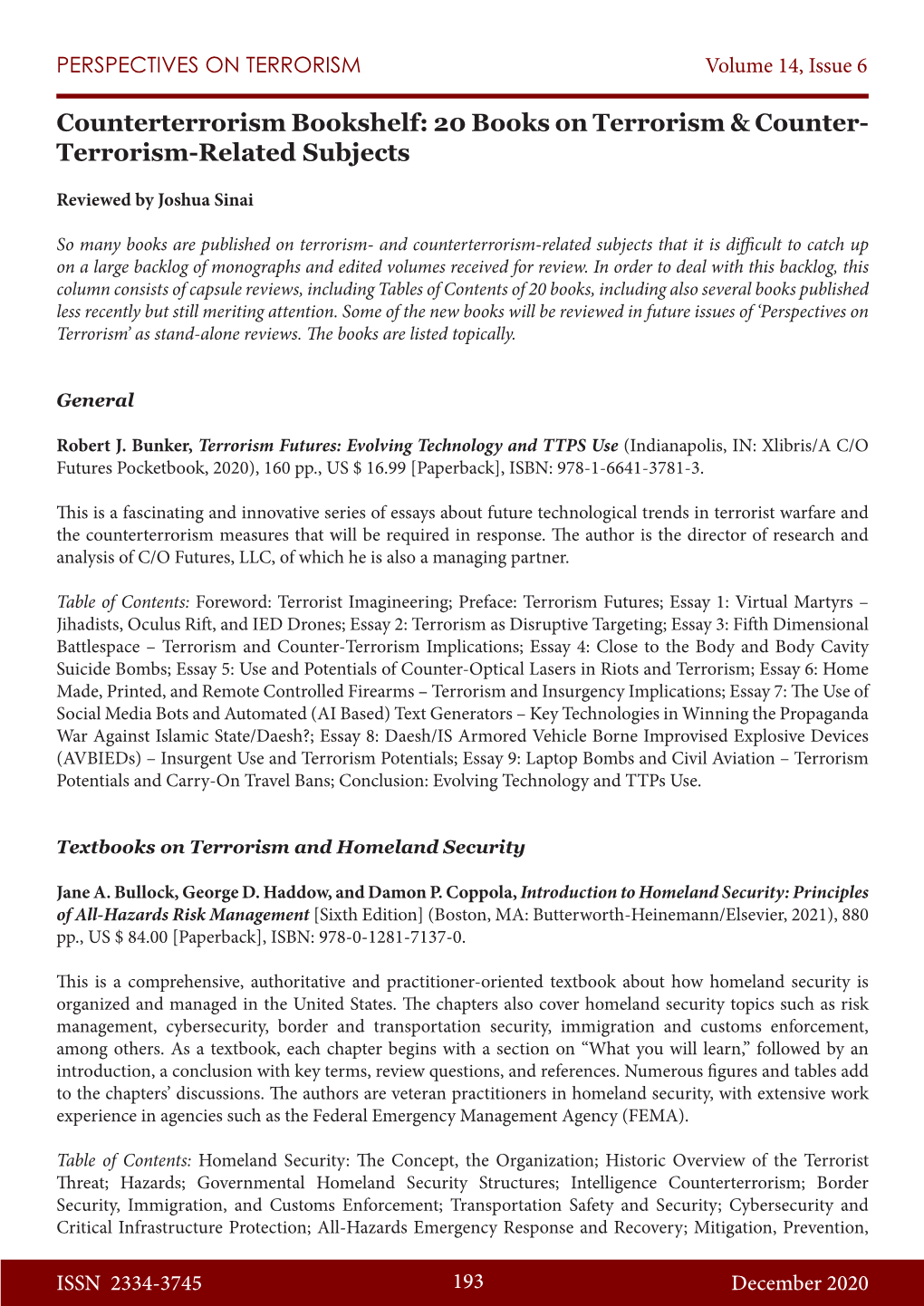 Terrorism-Related Subjects