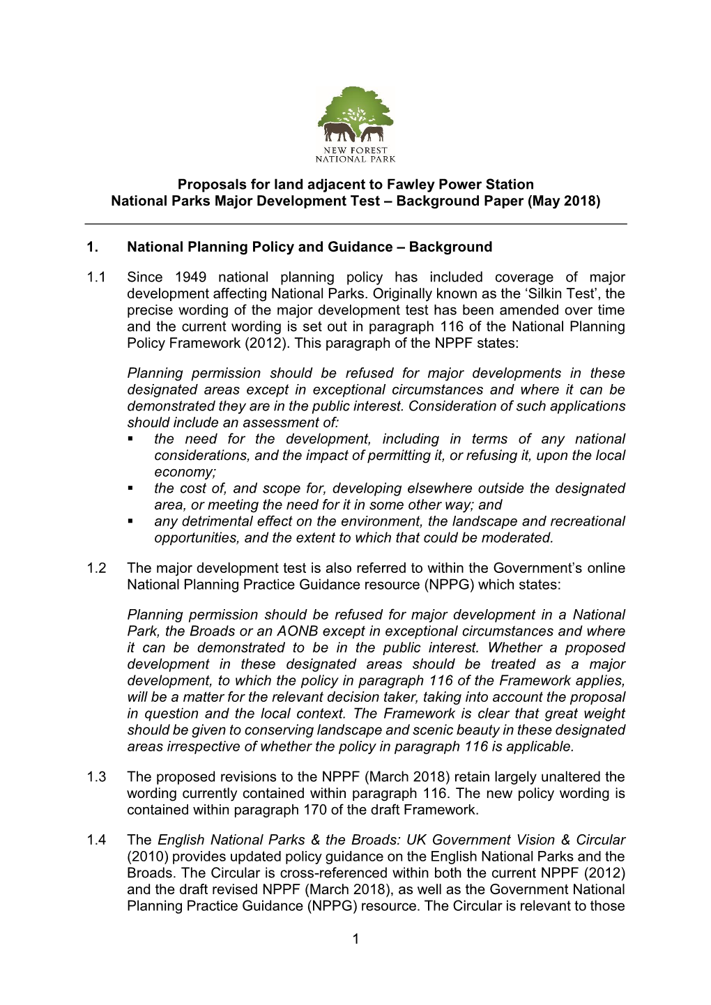 Fawley Power Station Major Development Test Topic Paper