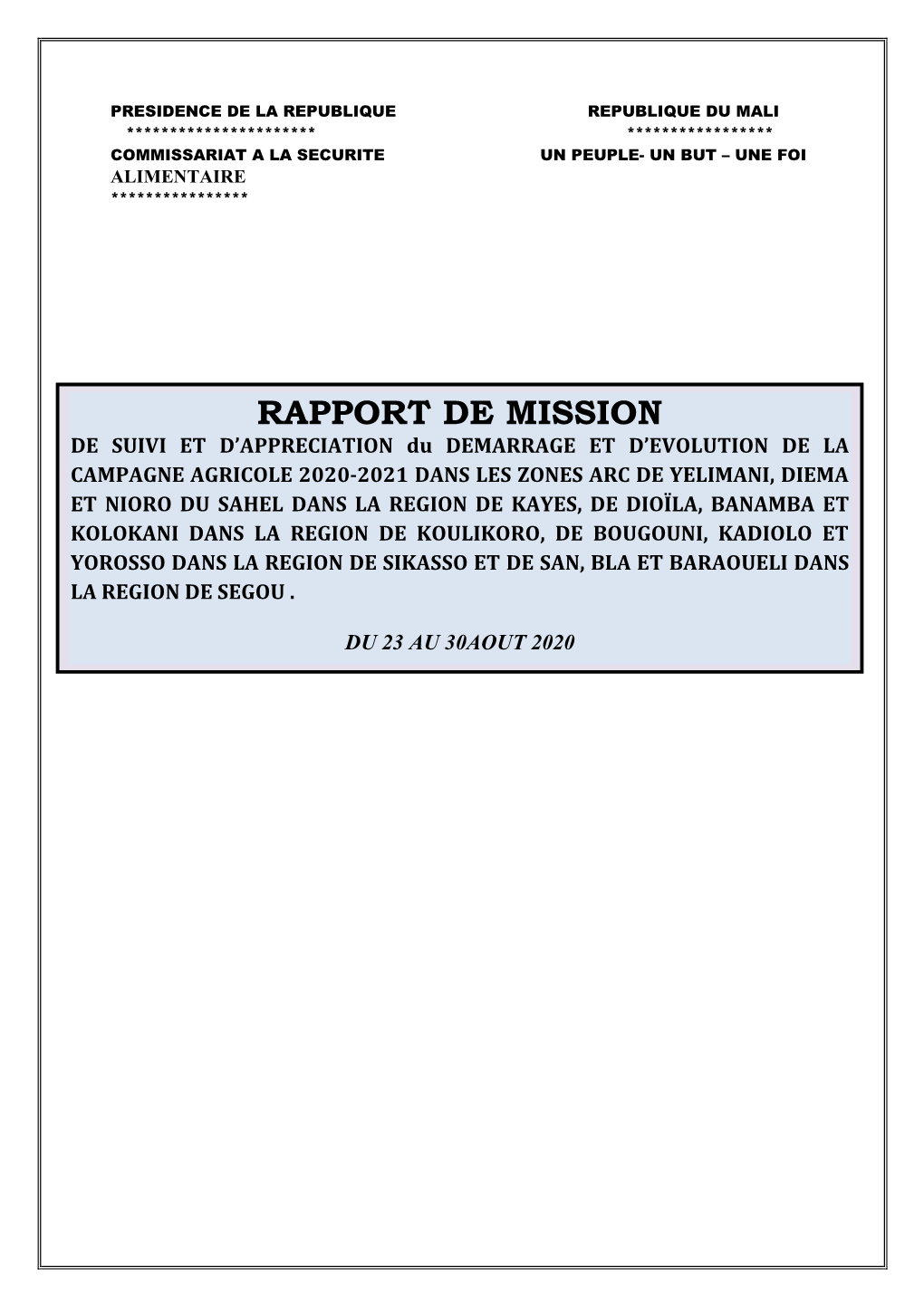 Rapport De Mission