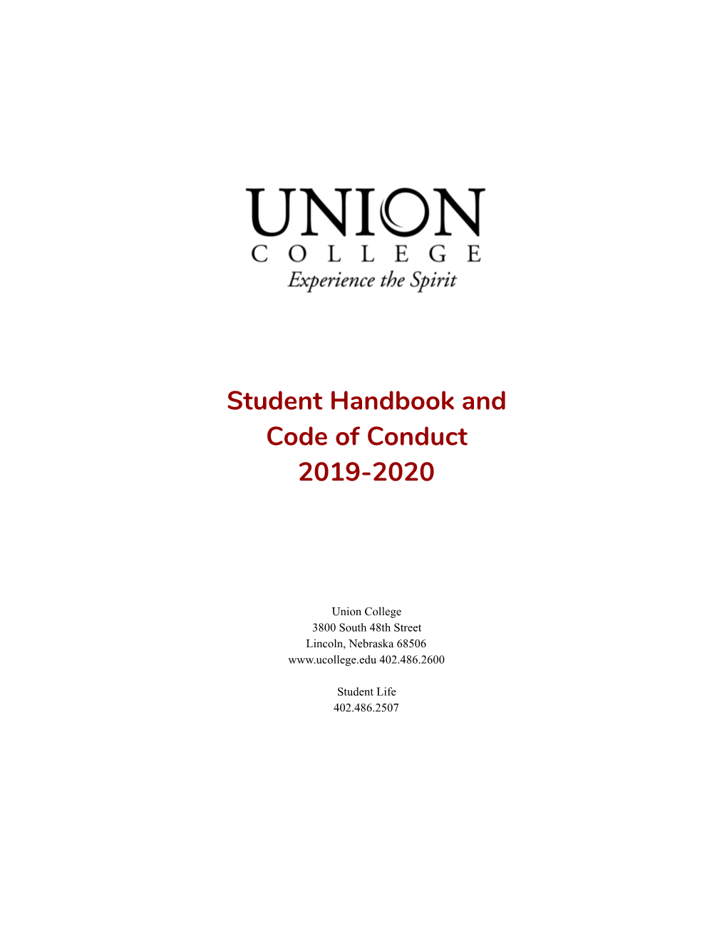 Student Handbook and Code of Conduct 2019-2020