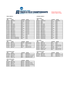 All Times Listed Are Central Schedule Is Subject to Change FRIDAY