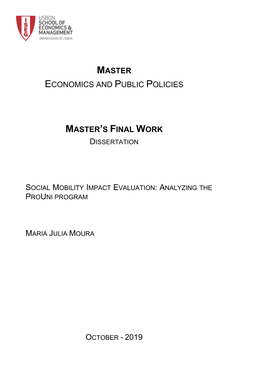 Master Economics and Public Policies Master's Final Work