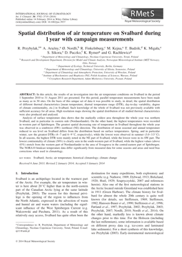 Spatial Distribution of Air Temperature on Svalbard During 1 Year with Campaign Measurements