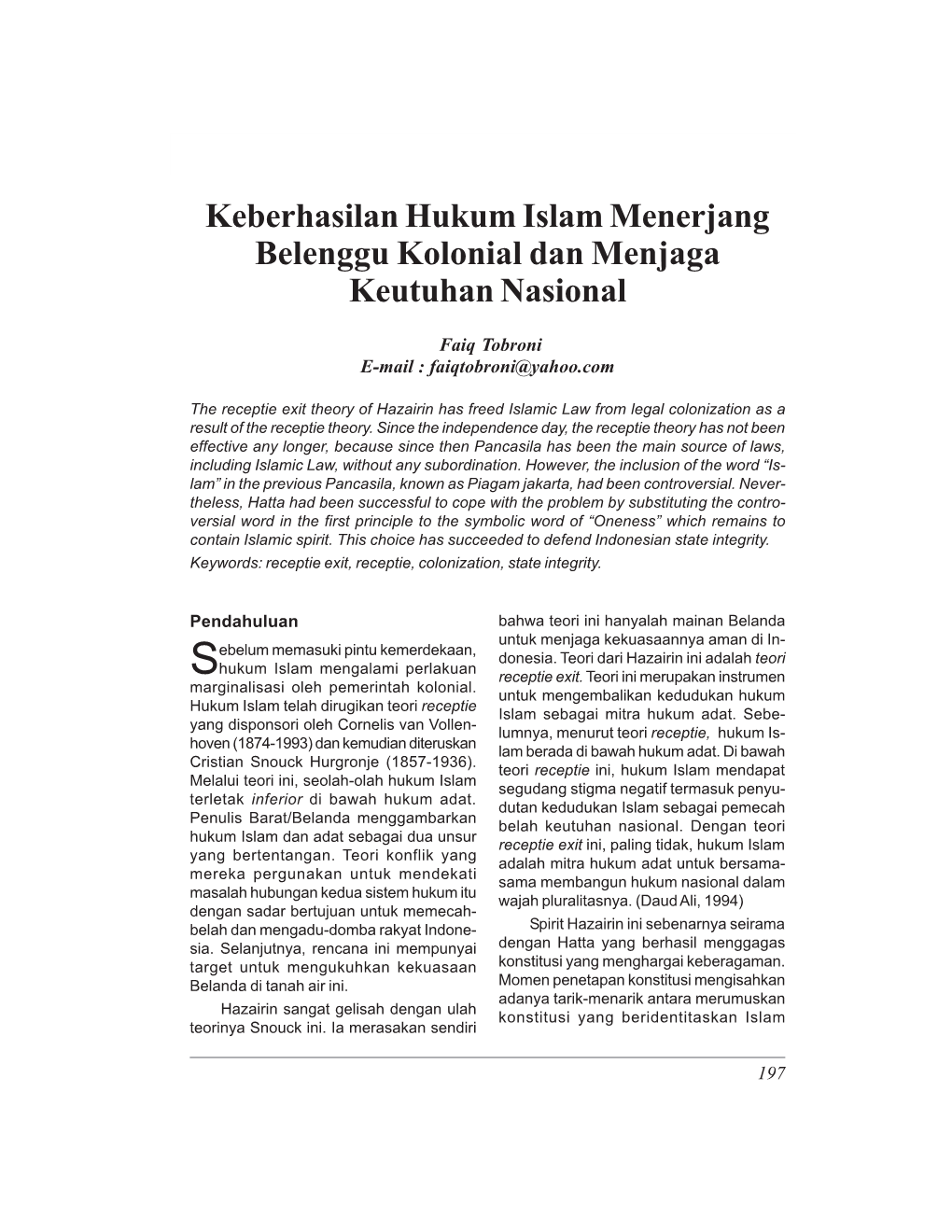 Keberhasilan Hukum Islam Menerjang Belenggu Kolonial Dan Menjaga Keutuhan Nasional