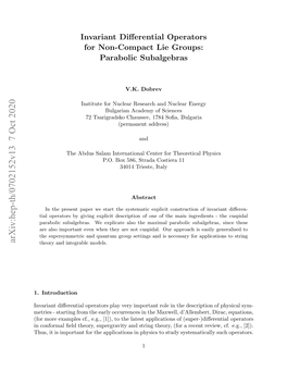 Invariant Differential Operators for Non-Compact Lie Groups: Parabolic