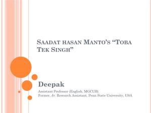 Saadat Hasan Manto's “Toba Tek Singh”