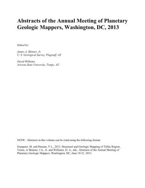 Abstracts of the Annual Meeting of Planetary Geologic Mappers, Washington, DC, 2013