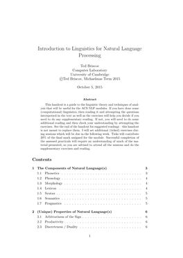 Introduction to Linguistics for Natural Language Processing