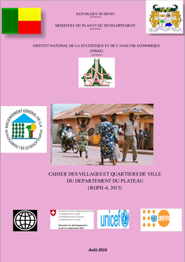 Cahier Des Villages Et Quartiers De Ville Du Departement Du Plateau (Rgph-4, 2013)