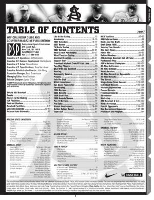 TABLE of CONTENTS 2007 OFFICIAL MEDIA GUIDE and Life in the Valley