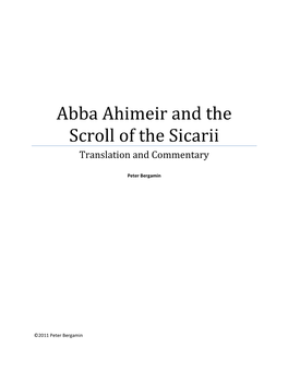 Abba Achimeir and the Scroll of the Sicarii