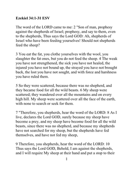 1 Ezekiel 34:1-31 ESV the Word of the LORD Came