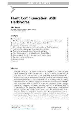 Plant Communication with Herbivores