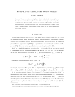 MOMENT-ANGLE MANIFOLDS and PANOV's PROBLEM 1. Introduction