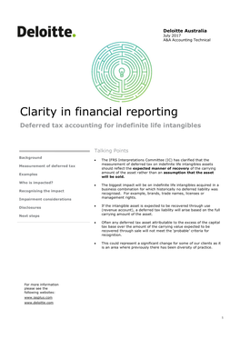 Deferred Tax Accounting for Indefinite Life Intangibles