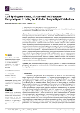 Acid Sphingomyelinase, a Lysosomal and Secretory Phospholipase C, Is Key for Cellular Phospholipid Catabolism