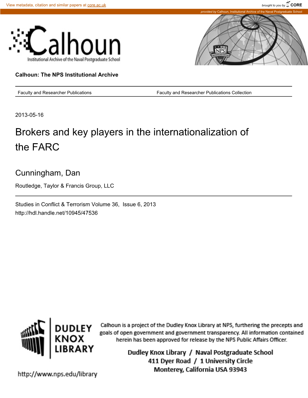 Brokers and Key Players in the Internationalization of the FARC