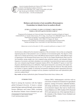 (Hymenoptera: Formicidae) in Atlantic Forest in Southern Brazil