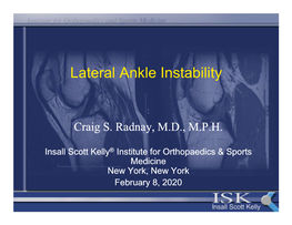 Lateral Ankle Instability