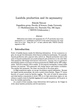 Lambda Production and Its Asymmetry