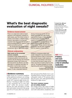What's the Best Diagnostic Evaluation of Night Sweats?