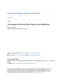 The Interplay of Race and False Claims of Jury Nullification