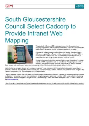 South Gloucestershire Council Select Cadcorp to Provide Intranet Web Mapping