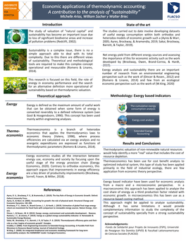 Economic Applications of Thermodynamic Accounting: a Contribution to the Analysis of “Sustainability” Michelle Arias, William Sacher Y Walter Briec