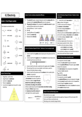 6.2 Electricity Section 3 Current, Resistance and Potential Difference
