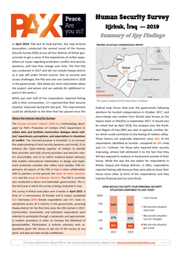 Human Security Survey Kirkuk, Iraq — 2019 Summary of Key Findings
