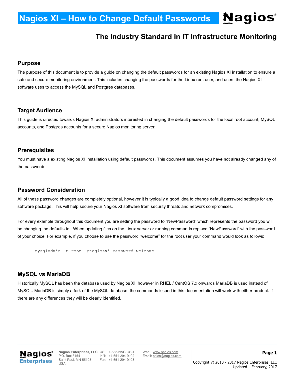 How to Change Default Passwords in Nagios XI