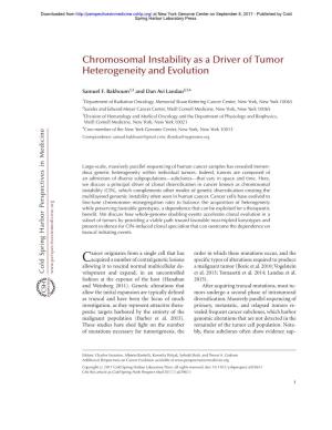 Chromosomal Instability As a Driver of Tumor Heterogeneity and Evolution