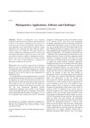 Phylogenetics: Applications, Software and Challenges