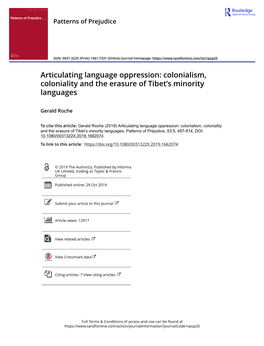 Articulating Language Oppression: Colonialism, Coloniality and the Erasure of Tibet’S Minority Languages