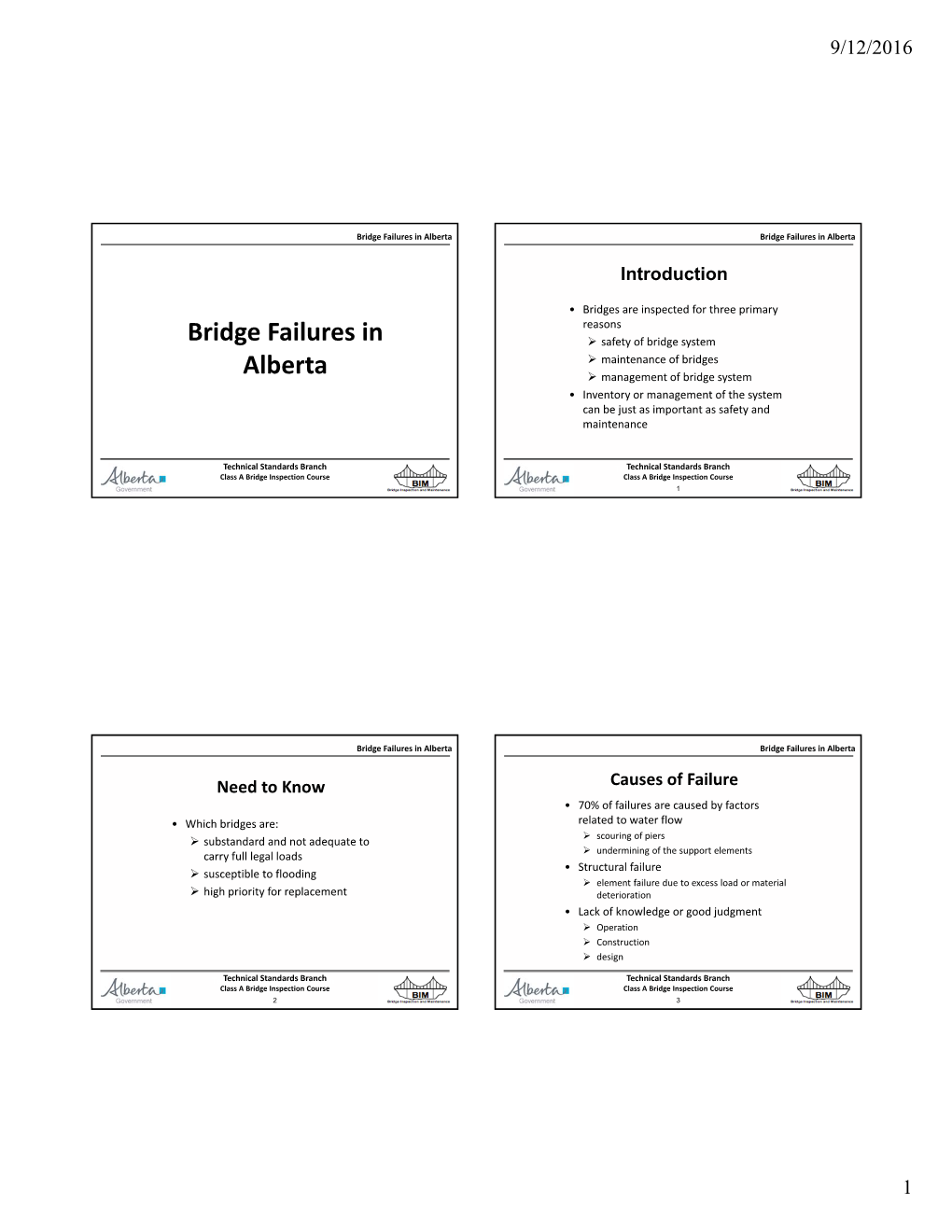 Bridge Failures in Alberta Bridge Failures in Alberta