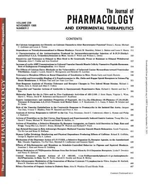 Pharmacology November 1986 Number 2 and Experimental Therapeutics
