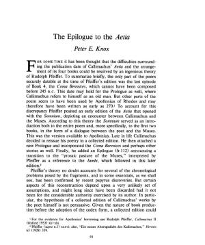 The Epilogue to the Aetia Peter E