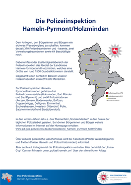 Die Polizeiinspektion Hameln-Pyrmont/Holzminden