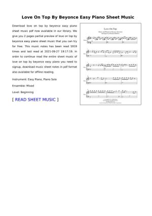 Love on Top by Beyonce Easy Piano Sheet Music