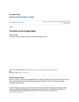 The Birth of the English Bible