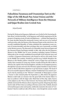 Fukushima Yasumasa and Utsunomiya Tarō on the Edge of the Silk Road: Pan-Asian Visions and the Network of Military Intelligence